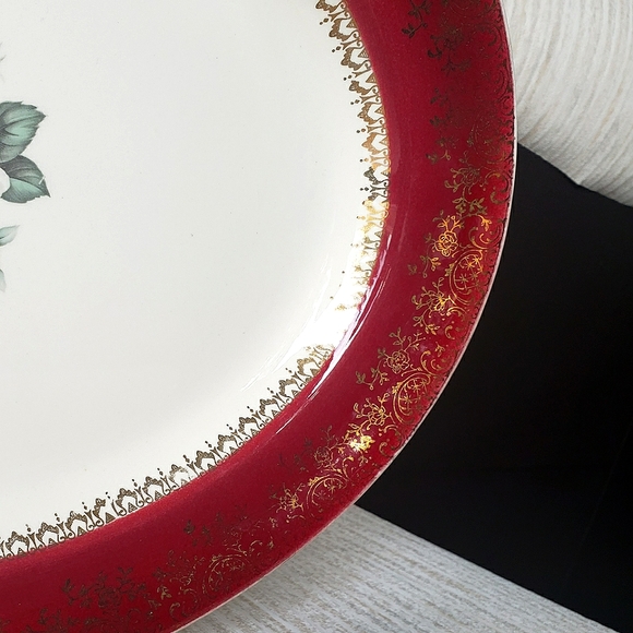 Georgian China Vintage "Tudor Rose" 23 Karat Gold Platter - Picture 2 of 4